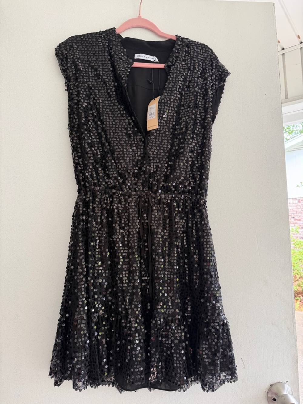 Rebecca Minkoff Black Sequin V-Neck Dress